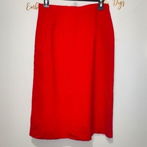 Vintage Michele Red Linen Pencil Skirt